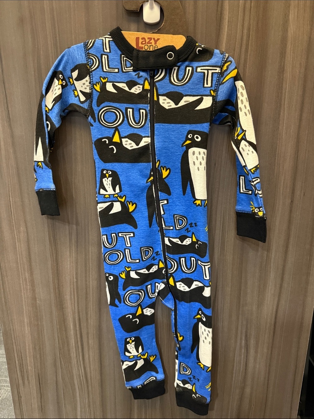 Lazy One Blue Penguin Print Kids Footed One-Piece